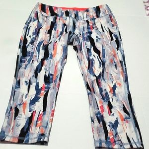 Marika Sports Gray & White Space Dye Workout Running Capri Leggings